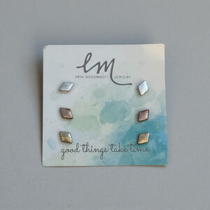 NEW Erin McDonald Jewelry Diamond Stud Earrings | 3-Pair Set